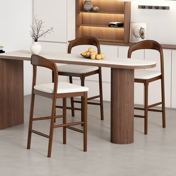 MWS-U02 Nordic-style Solid Wood Bar Stool