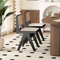 MWD-U03 Rattan Woven Backrest Upholstered K-Shape Chair