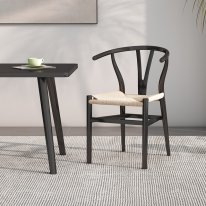 MWD-R01a Simple Black Woven Seat Cross-Back Chair