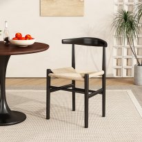MWD-R02 Simple Black Woven-Seat Small Horn Chair