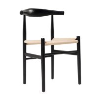 MWD-R02 Simple Black Woven-Seat Small Horn Chair