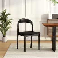 MWB-U04 All-black Leather Armless Dining Chair