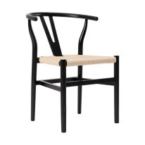 MWD-R01a Simple Black Woven Seat Cross-Back Chair
