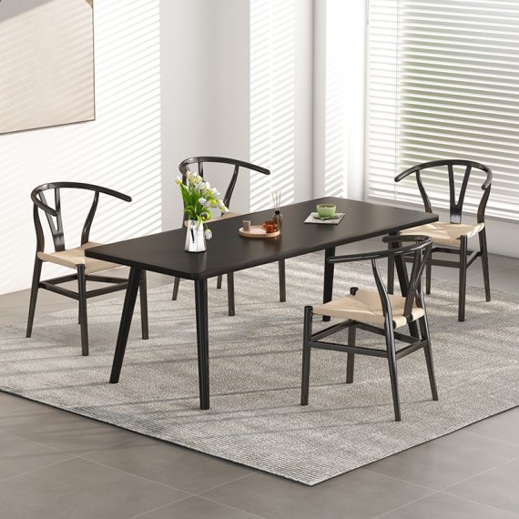 MWD-R01a Simple Black Woven Seat Cross-Back Chair