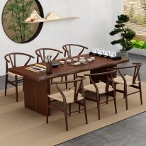 MWD-R01b Brown Woven-Seat Cross-Back Chair