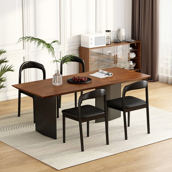 MWB-U04 All-black Leather Armless Dining Chair